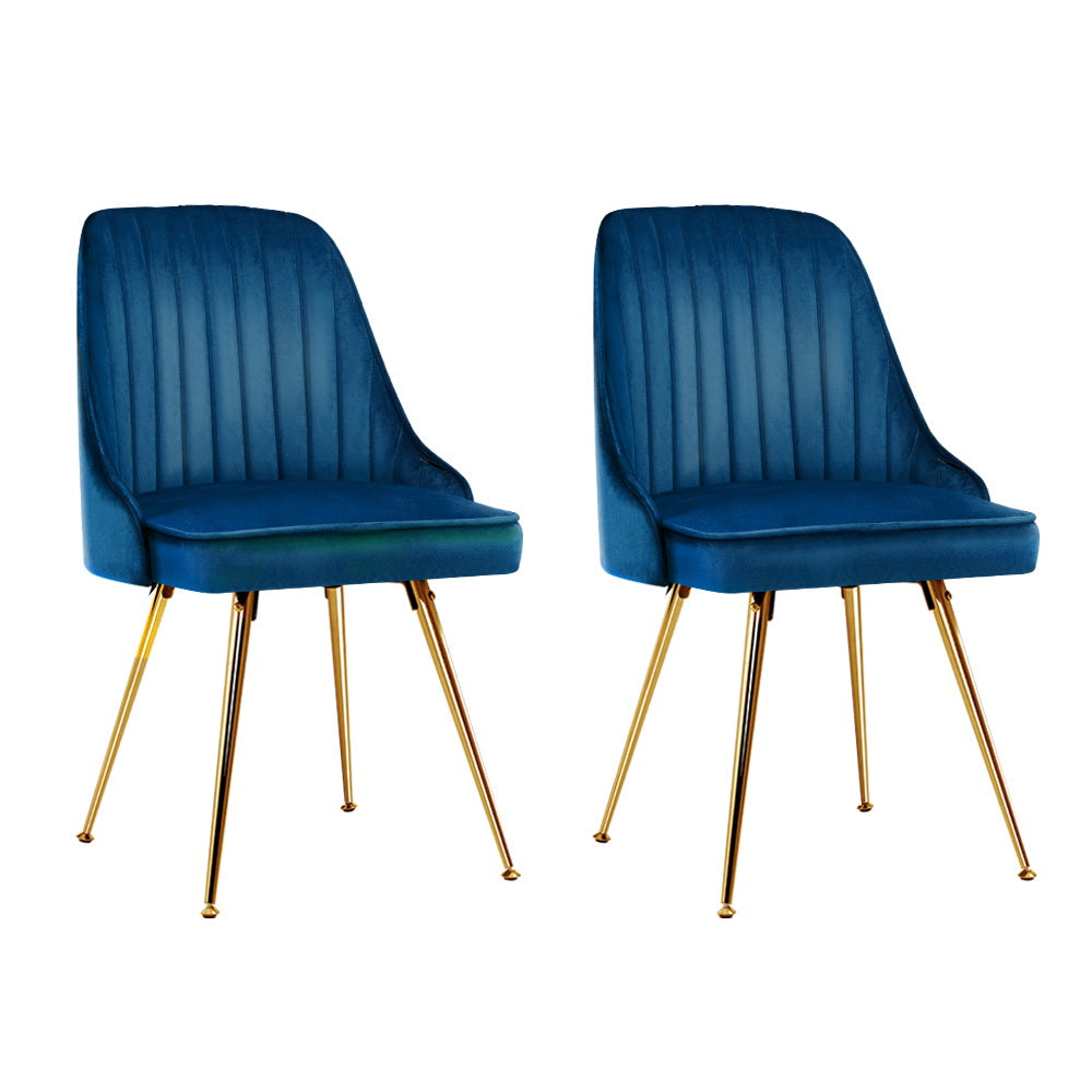 Chair Kingdom Dining Chairs Velvet Blue Set of 2 Nappa