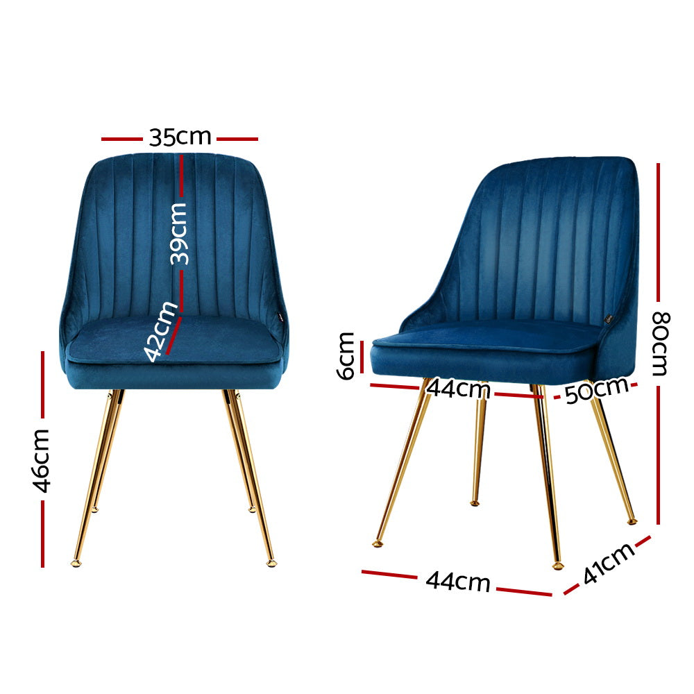 Chair Kingdom Dining Chairs Velvet Blue Set of 2 Nappa