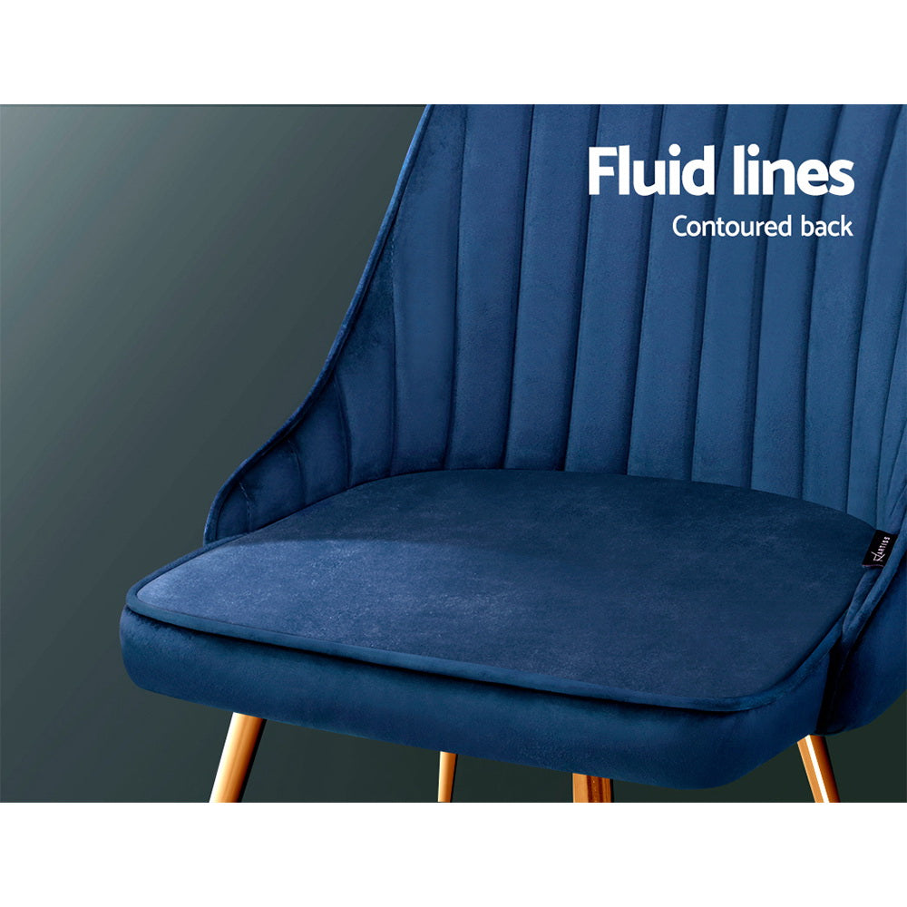 Chair Kingdom Dining Chairs Velvet Blue Set of 2 Nappa
