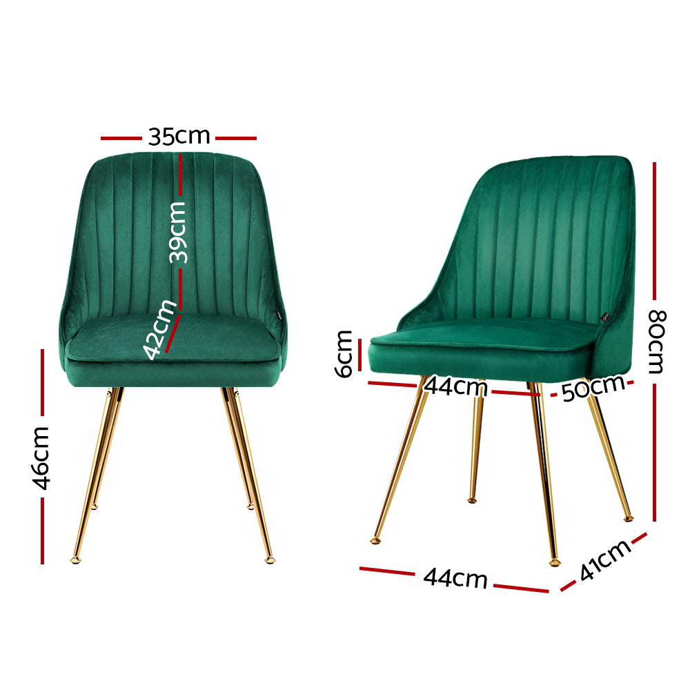 Chair Kingdom Dining Chairs Velvet Green Set of 2 Nappa