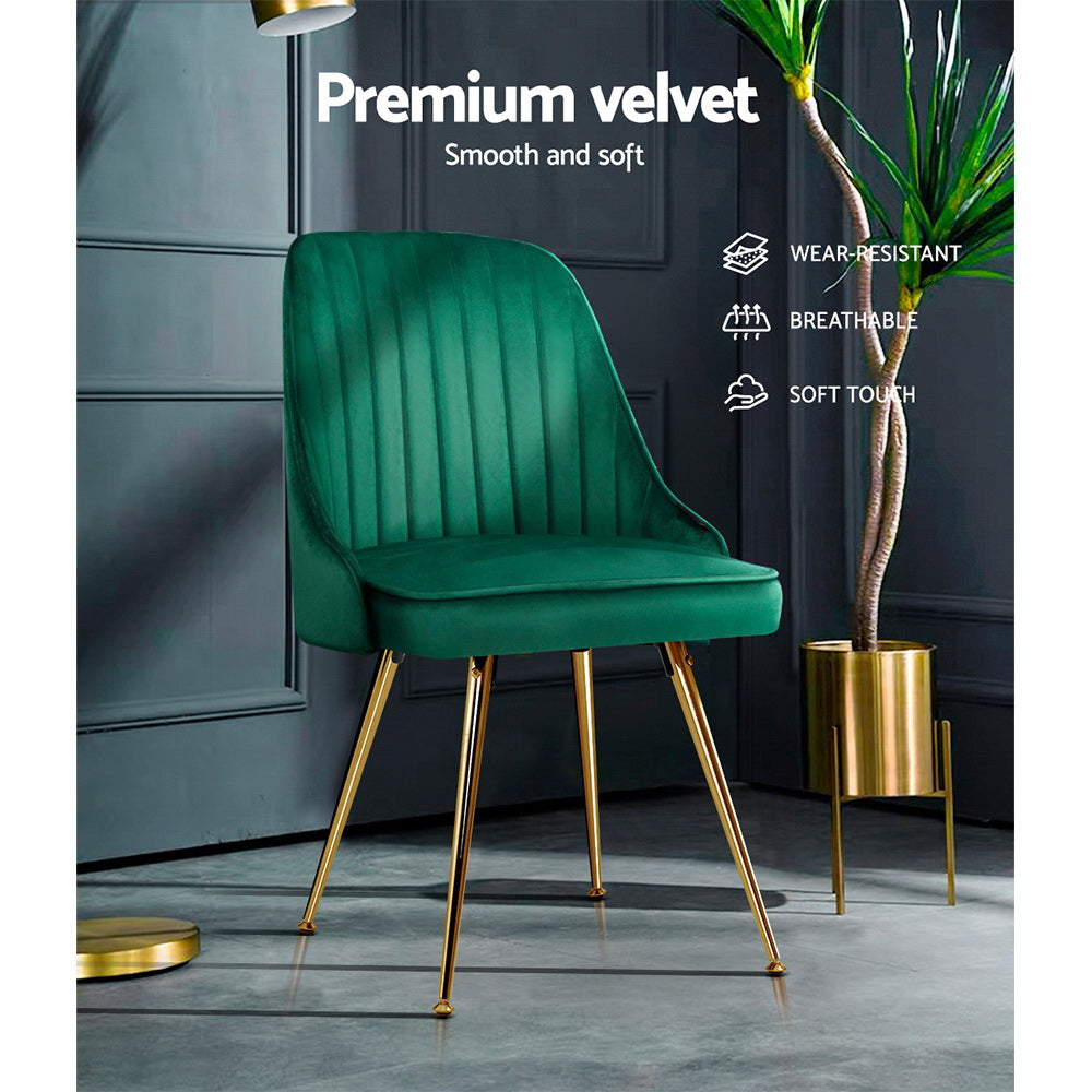 Chair Kingdom Dining Chairs Velvet Green Set of 2 Nappa