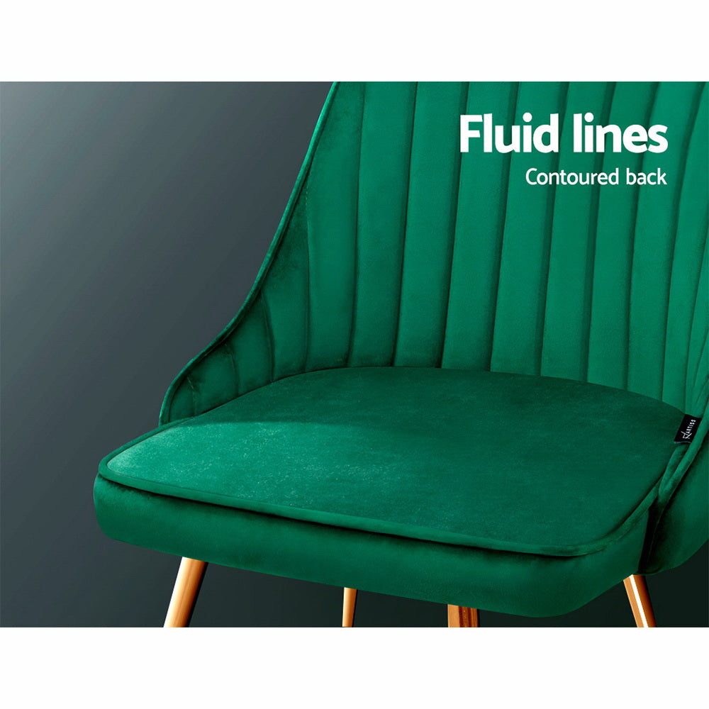 Chair Kingdom Dining Chairs Velvet Green Set of 2 Nappa
