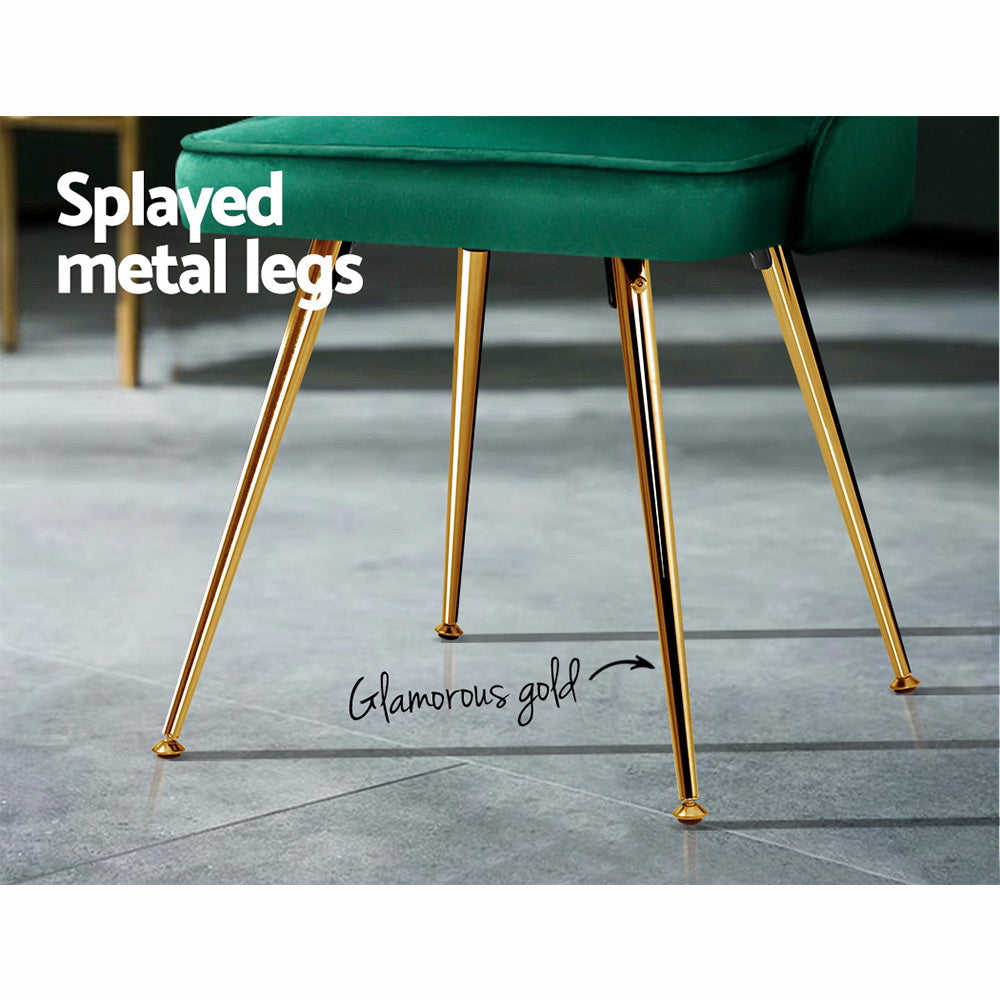 Chair Kingdom Dining Chairs Velvet Green Set of 2 Nappa