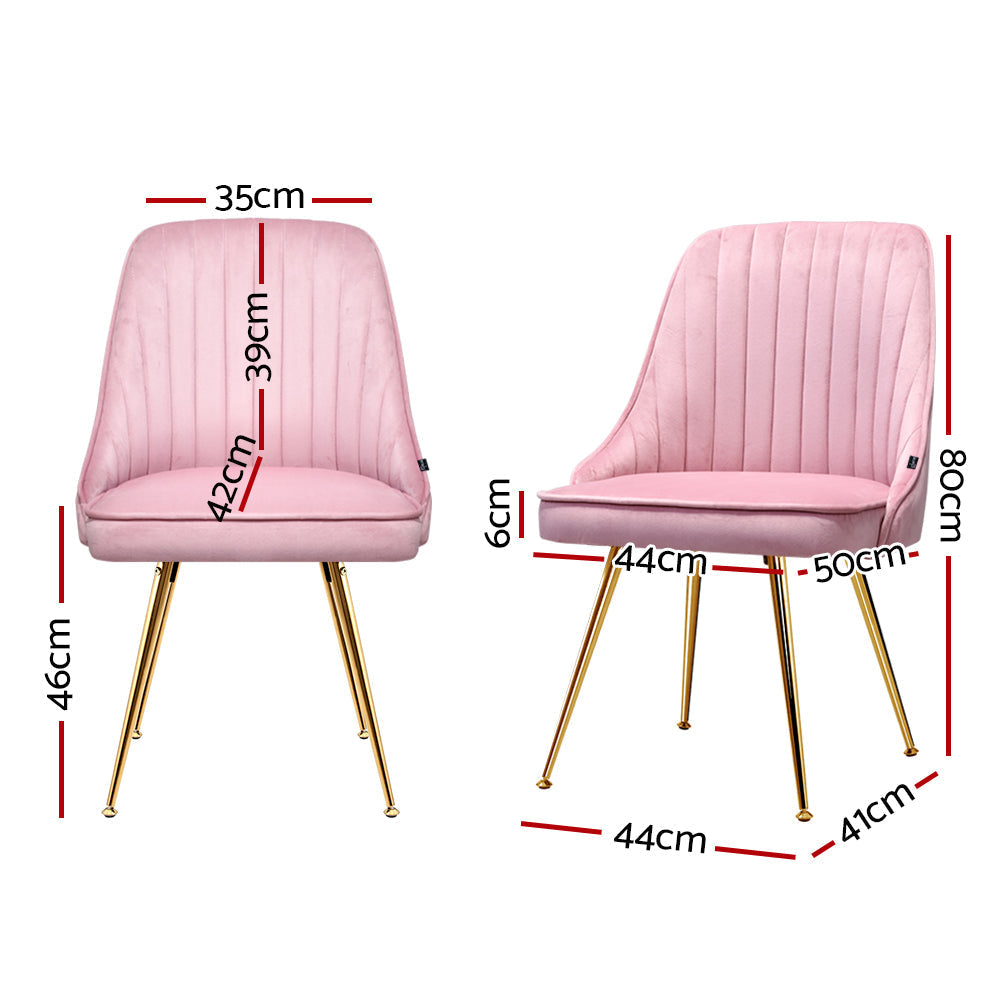 Chair Kingdom Dining Chairs Velvet Pink Set of 2 Nappa