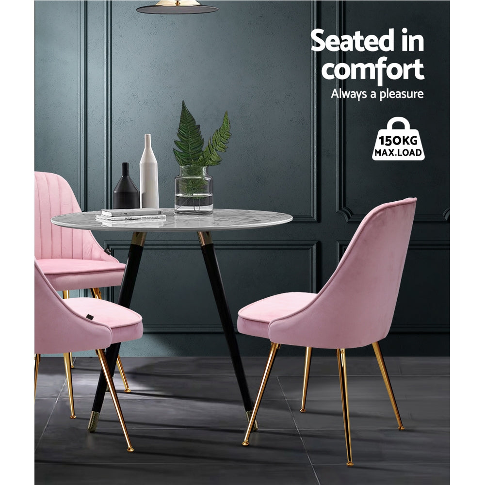 Chair Kingdom Dining Chairs Velvet Pink Set of 2 Nappa