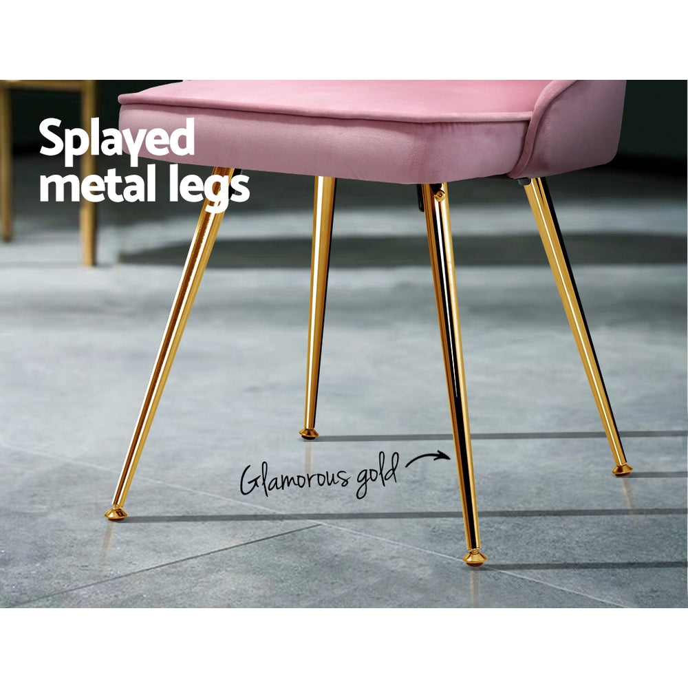 Chair Kingdom Dining Chairs Velvet Pink Set of 2 Nappa