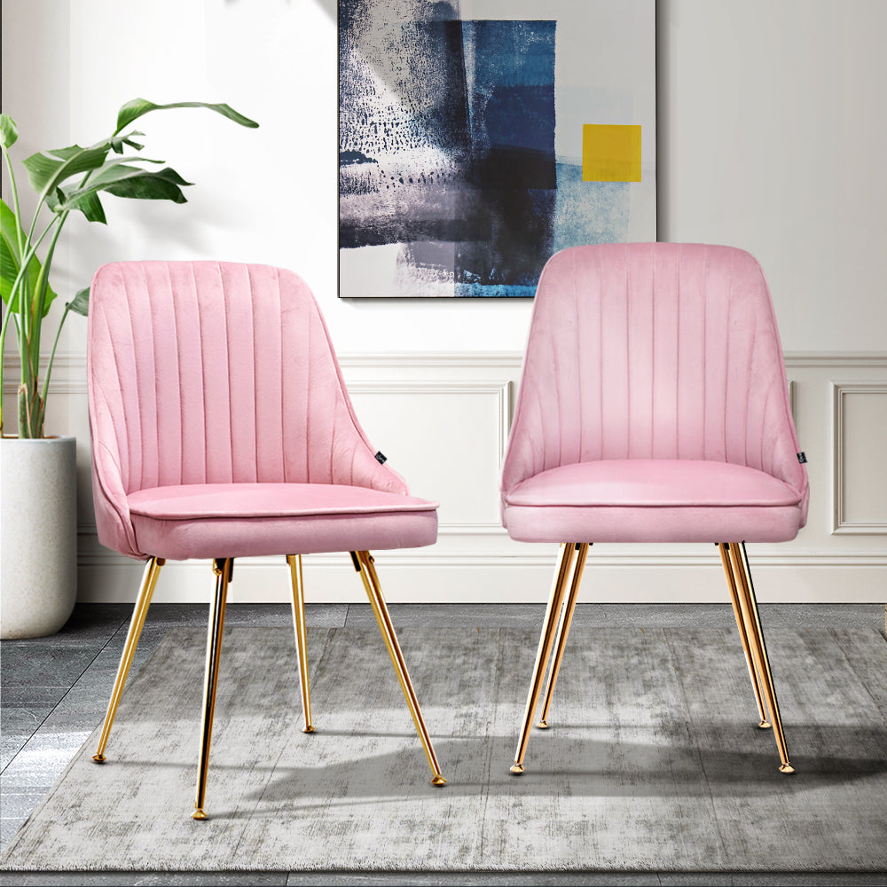 Chair Kingdom Dining Chairs Velvet Pink Set of 2 Nappa