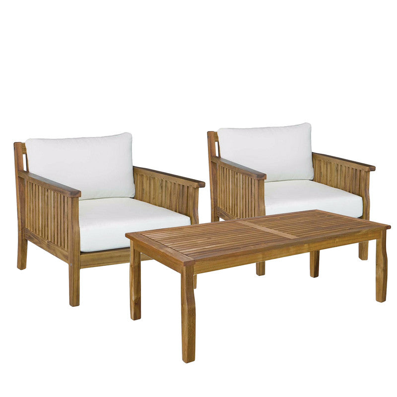 Toorak Patio Acacia Wooden 3 Piece Armchair & Table Set