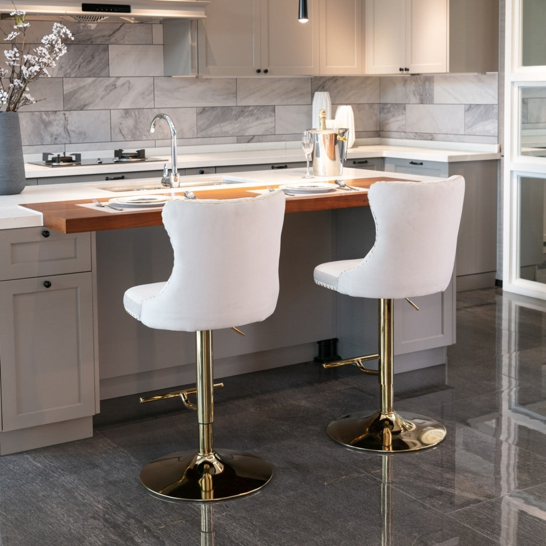 2x Height Adjustable Swivel Bar Stool with Footrest