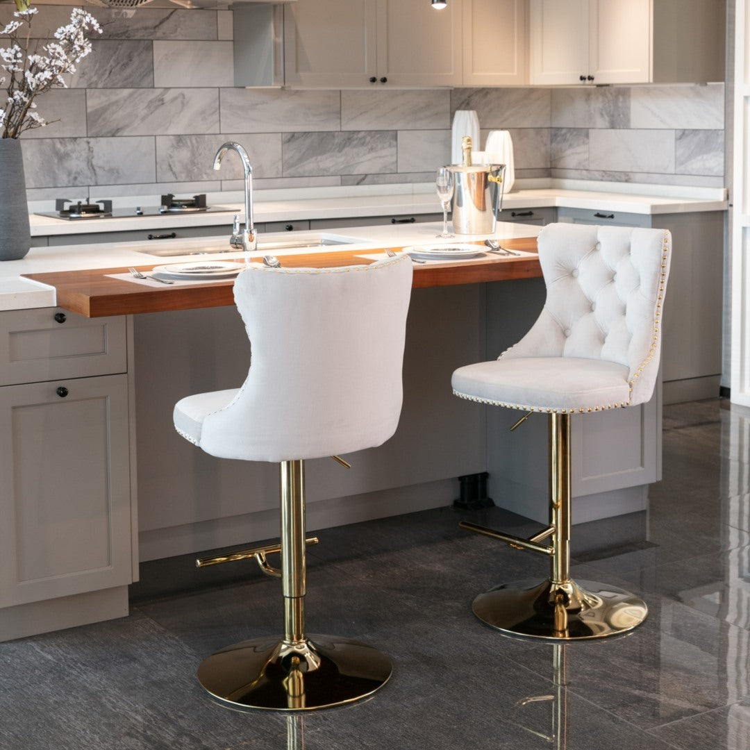 2x Height Adjustable Swivel Bar Stool with Footrest