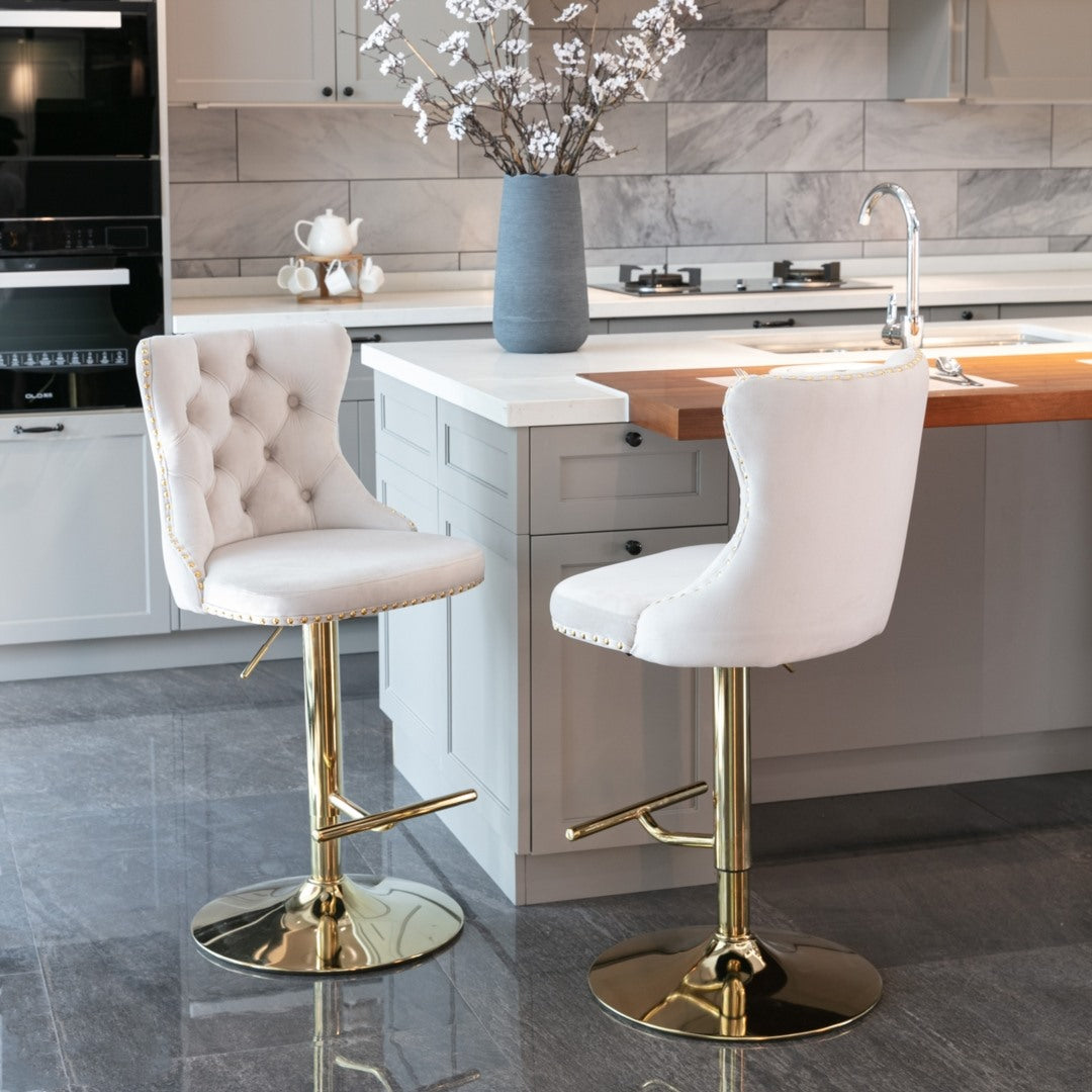 2x Height Adjustable Swivel Bar Stool with Footrest