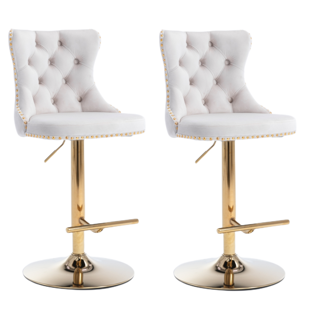 2x Height Adjustable Swivel Bar Stool with Footrest