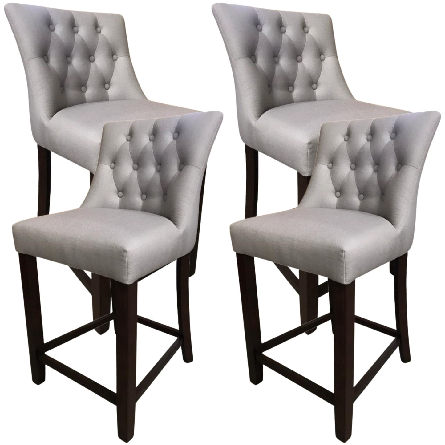 4pc High Fabric Dining Chair Bar Stool French Provincial Solid Timber