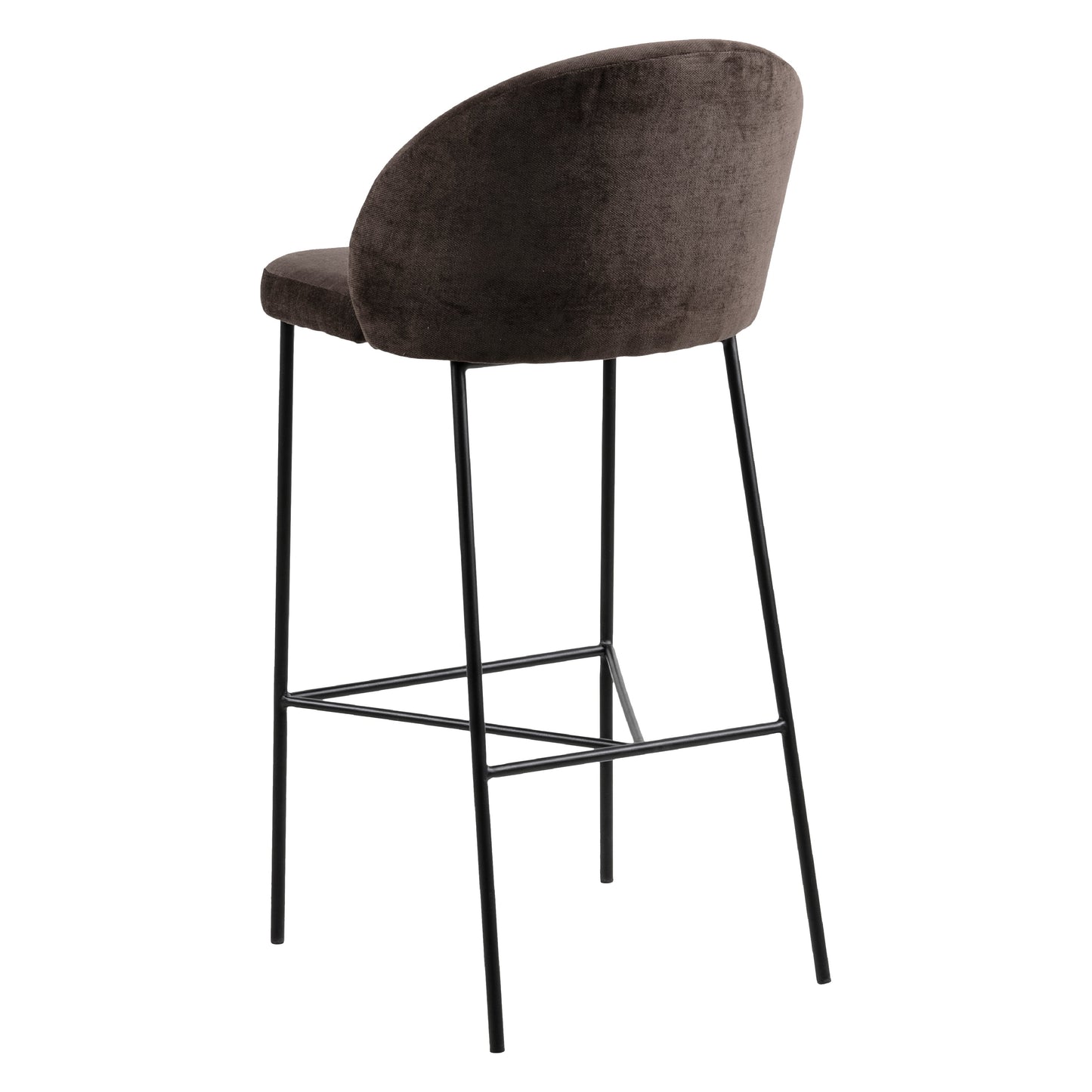 Barstool Brown Fabric Steel Black Legs