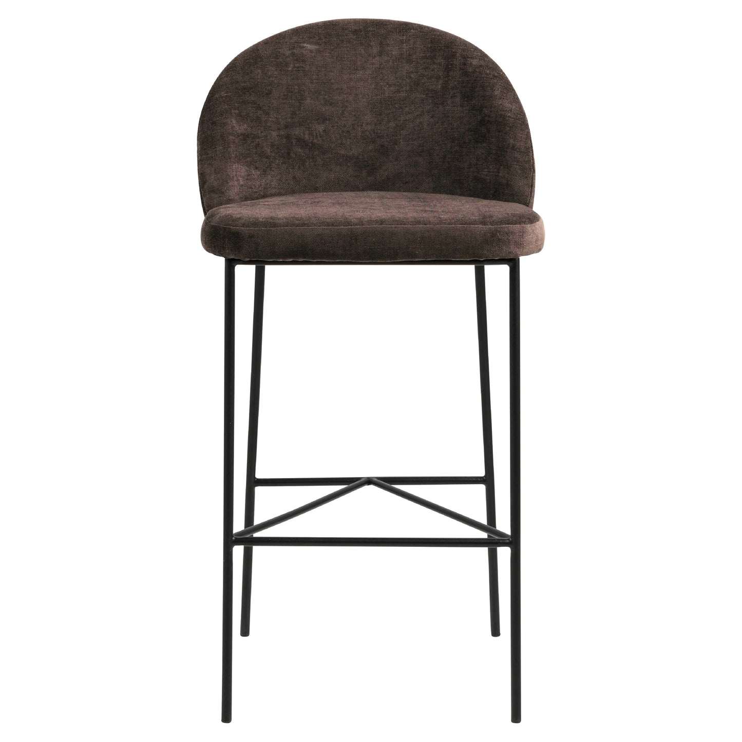 Barstool Brown Fabric Steel Black Legs