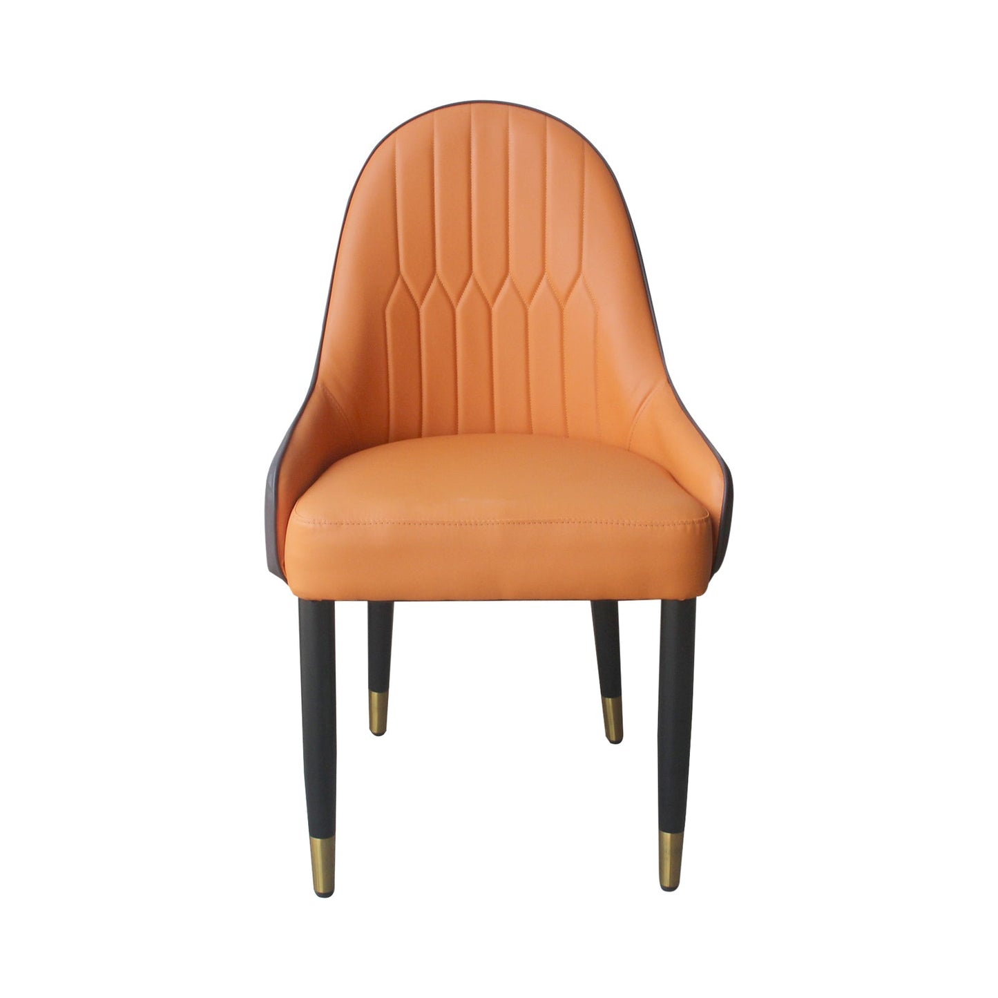 2 X Dining Chairs Orange Colour Premium Leatherette Carbon Steel Frame Firm Support