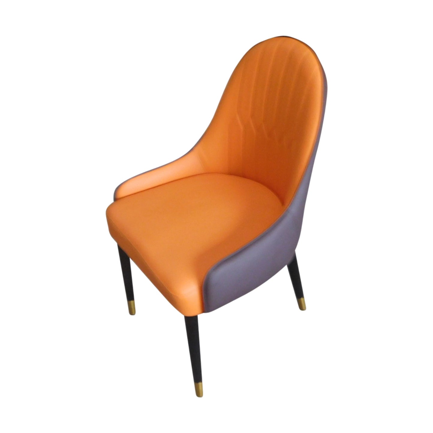 2 X Dining Chairs Orange Colour Premium Leatherette Carbon Steel Frame Firm Support