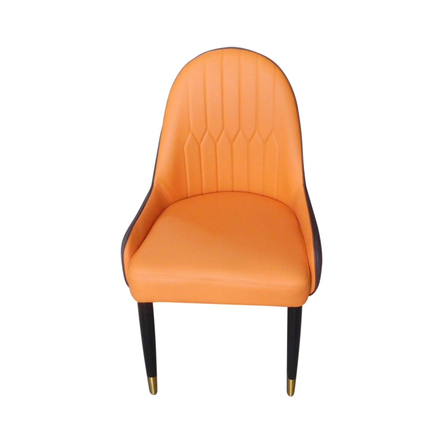 2 X Dining Chairs Orange Colour Premium Leatherette Carbon Steel Frame Firm Support