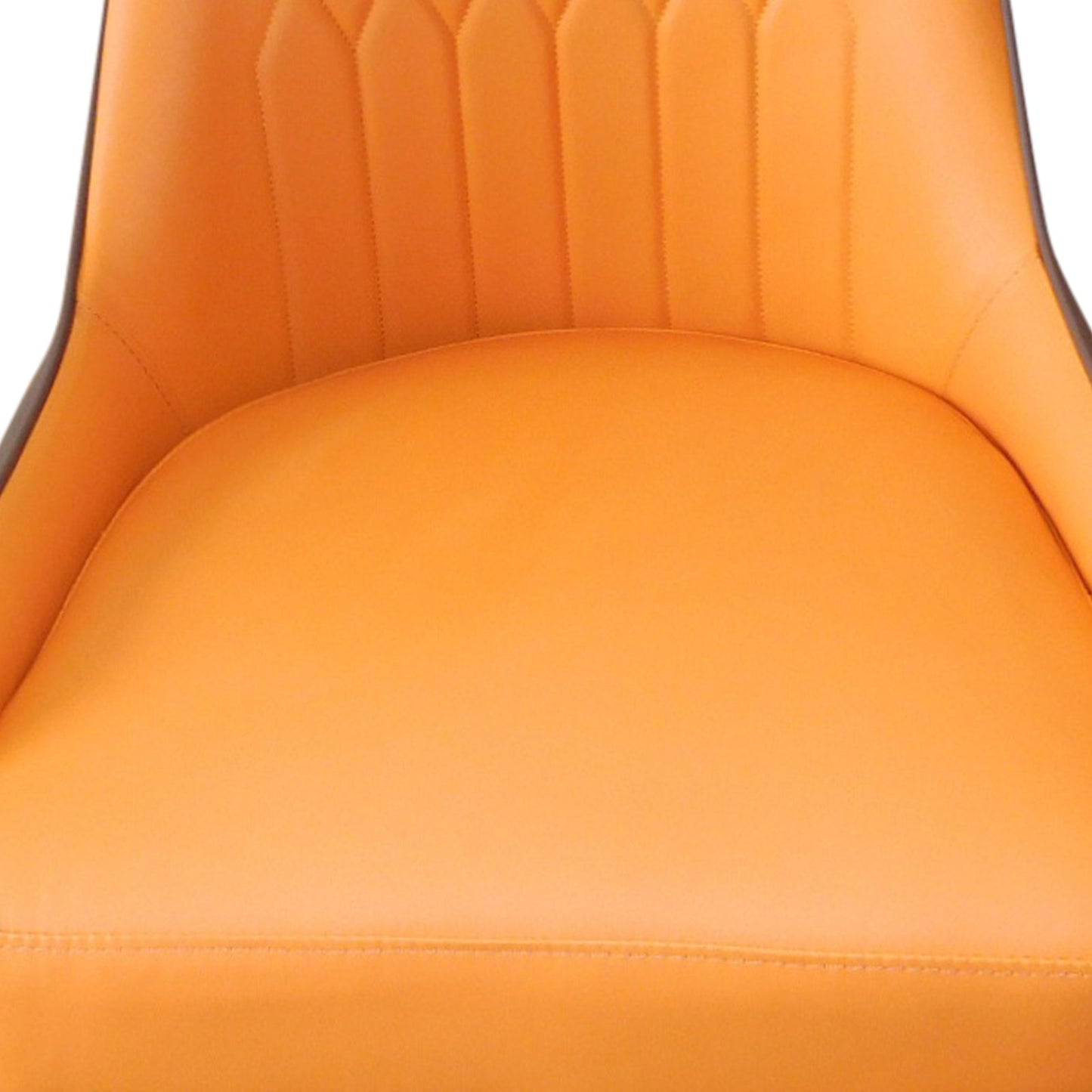 2 X Dining Chairs Orange Colour Premium Leatherette Carbon Steel Frame Firm Support