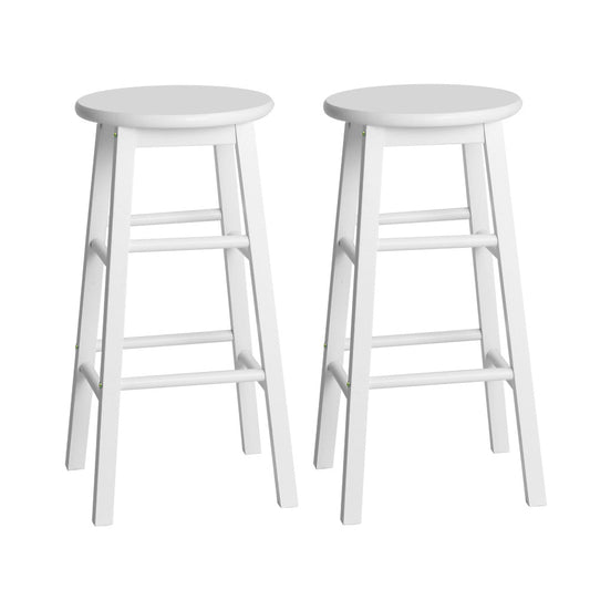 Chair Kingdom 2x Bar Stools Round Chairs Wooden White