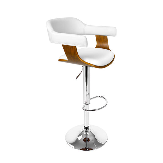 Chair Kingdom Bar Stools Gas Lift Leather w/Armrest White