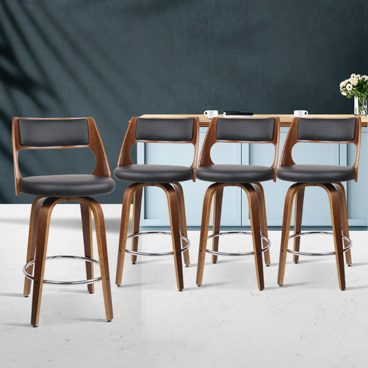 Chair Kingdom 4x Bar Stools Swivel Leather Chair 76cm