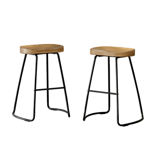 Chair Kingdom 2x Bar Stools Tractor Seat 65cm Wooden