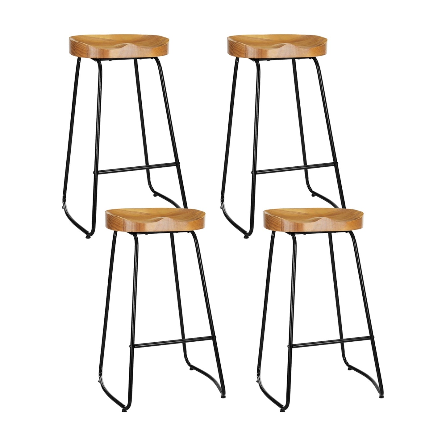 Chair Kingdom 4x Bar Stools Tractor Seat 75cm Wooden