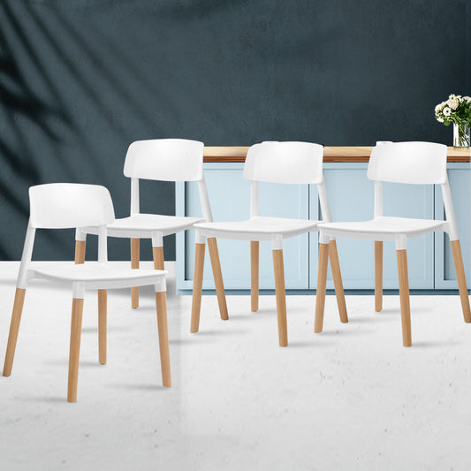Chair Kingdom Dining Chairs White Stackable Set of 4