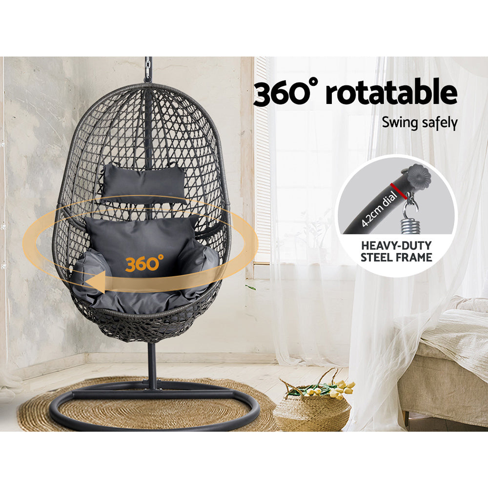 Sorrento Premium Black Swing Chair with Stand