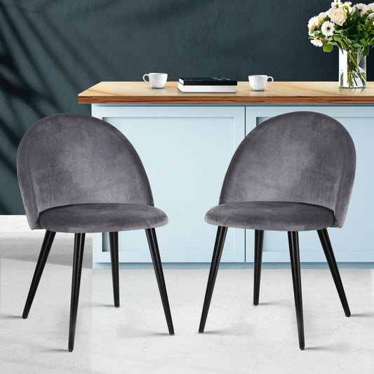 Chair Kingdom Dining Chairs Grey Velvet Set of 2 Charles