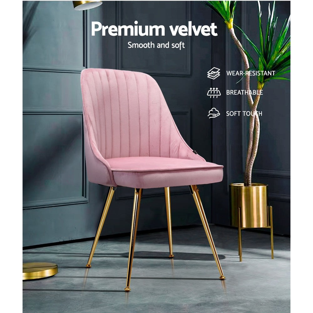 Chair Kingdom Dining Chairs Velvet Pink Set of 2 Nappa