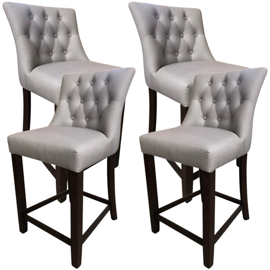 4pc High Fabric Dining Chair Bar Stool French Provincial Solid Timber